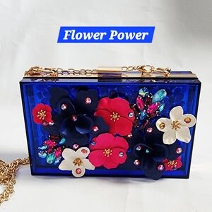 Flower Power Blue Floral Clutch